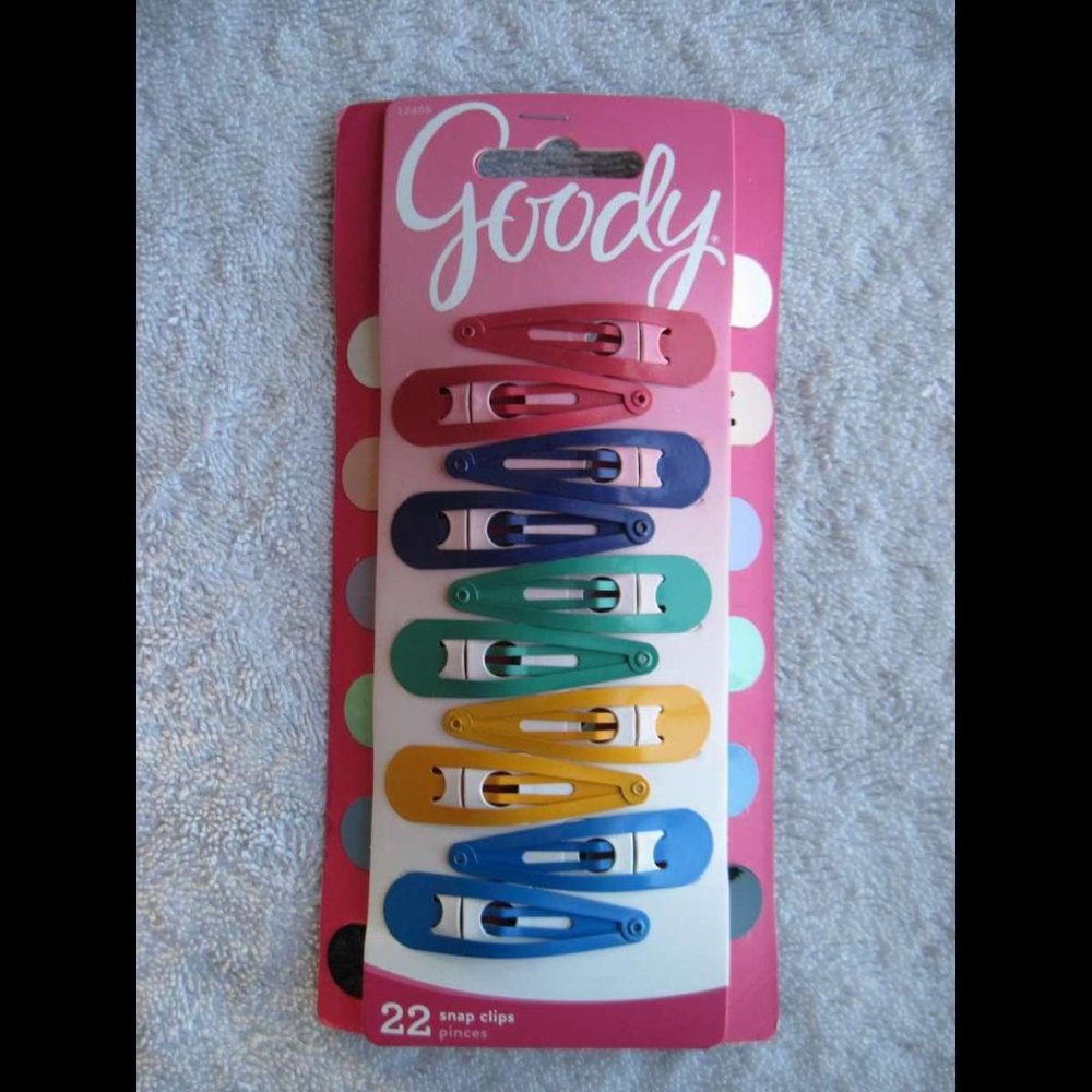 22 Goody Girl Bright Painted Colors Variety Metal Contour Snap Hair Clips 1 7/8"